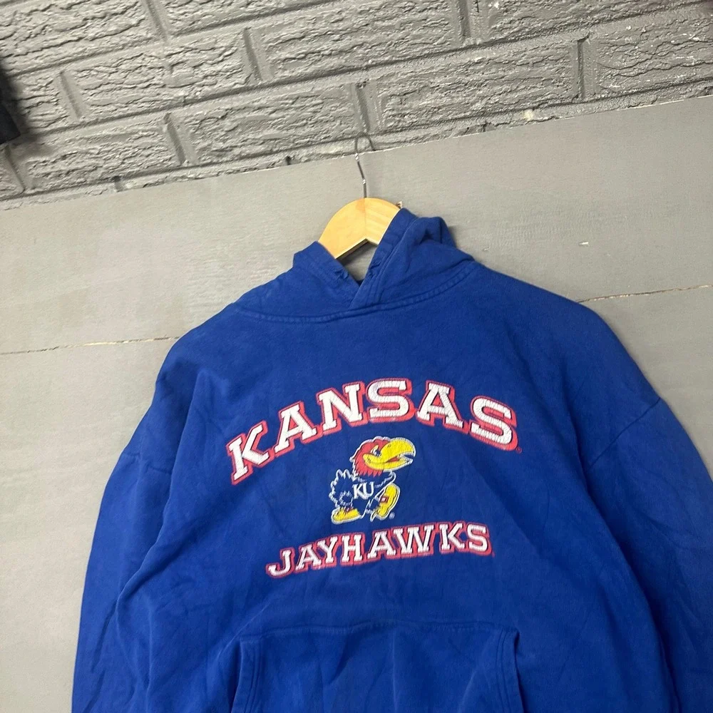 Kansas Jayhawks‎ Blue Adidas Hoodie Sweatshirt University College Mens M